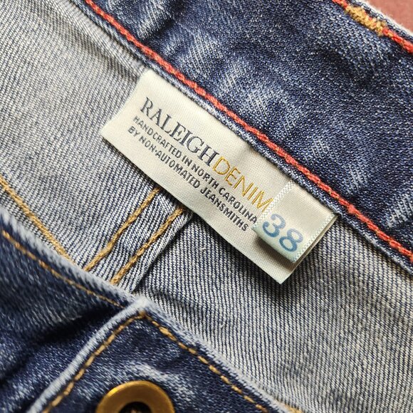 Raleigh Denim Workshop Jeans 38 Alexander Relaxed Straight Hand Crafted Med Wash - Picture 5 of 16